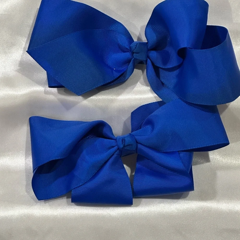 TWO Royal Blue Grosgrain Hair Bows for Kids -bundle w/ others & save on shipping